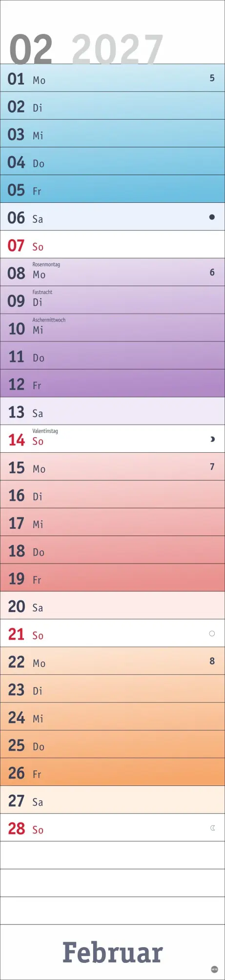 Bild: 9783756416554 | Bunte Wochen Langplaner XL 2027 | Kalender | Bunte Wochen Planer Heye