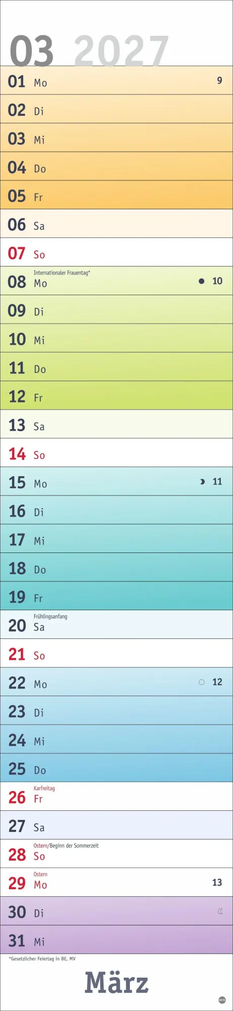 Bild: 9783756416554 | Bunte Wochen Langplaner XL 2027 | Kalender | Bunte Wochen Planer Heye