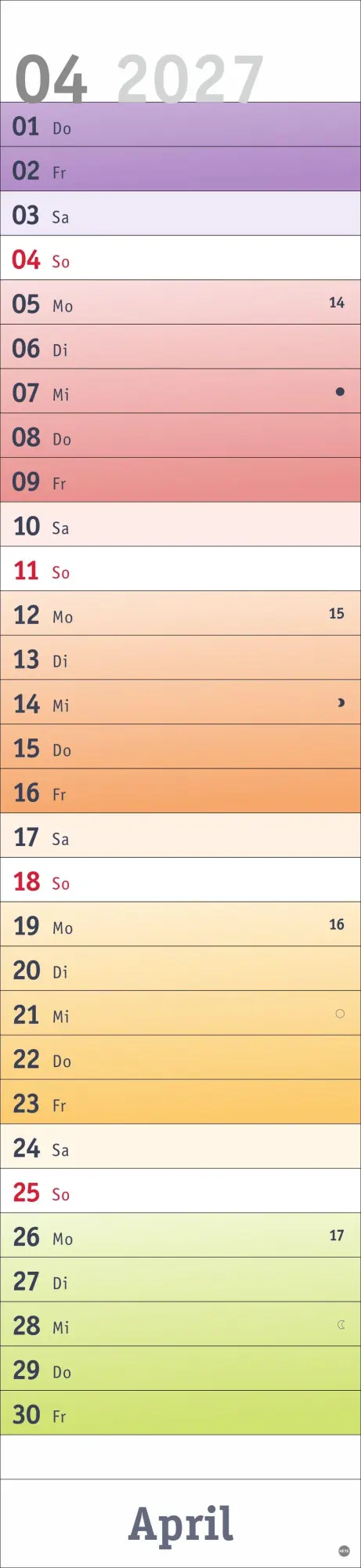 Bild: 9783756416554 | Bunte Wochen Langplaner XL 2027 | Kalender | Bunte Wochen Planer Heye