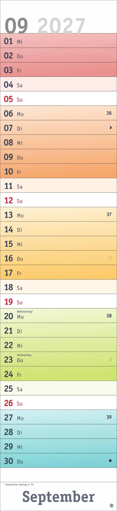 Bild: 9783756416554 | Bunte Wochen Langplaner XL 2027 | Kalender | Bunte Wochen Planer Heye