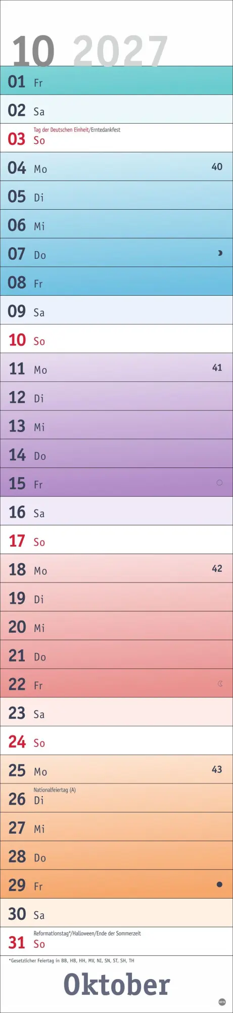 Bild: 9783756416554 | Bunte Wochen Langplaner XL 2027 | Kalender | Bunte Wochen Planer Heye