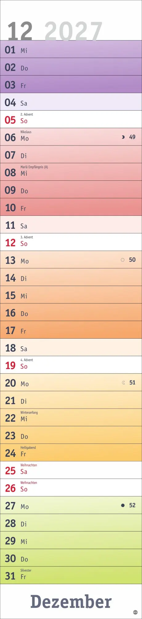 Bild: 9783756416554 | Bunte Wochen Langplaner XL 2027 | Kalender | Bunte Wochen Planer Heye