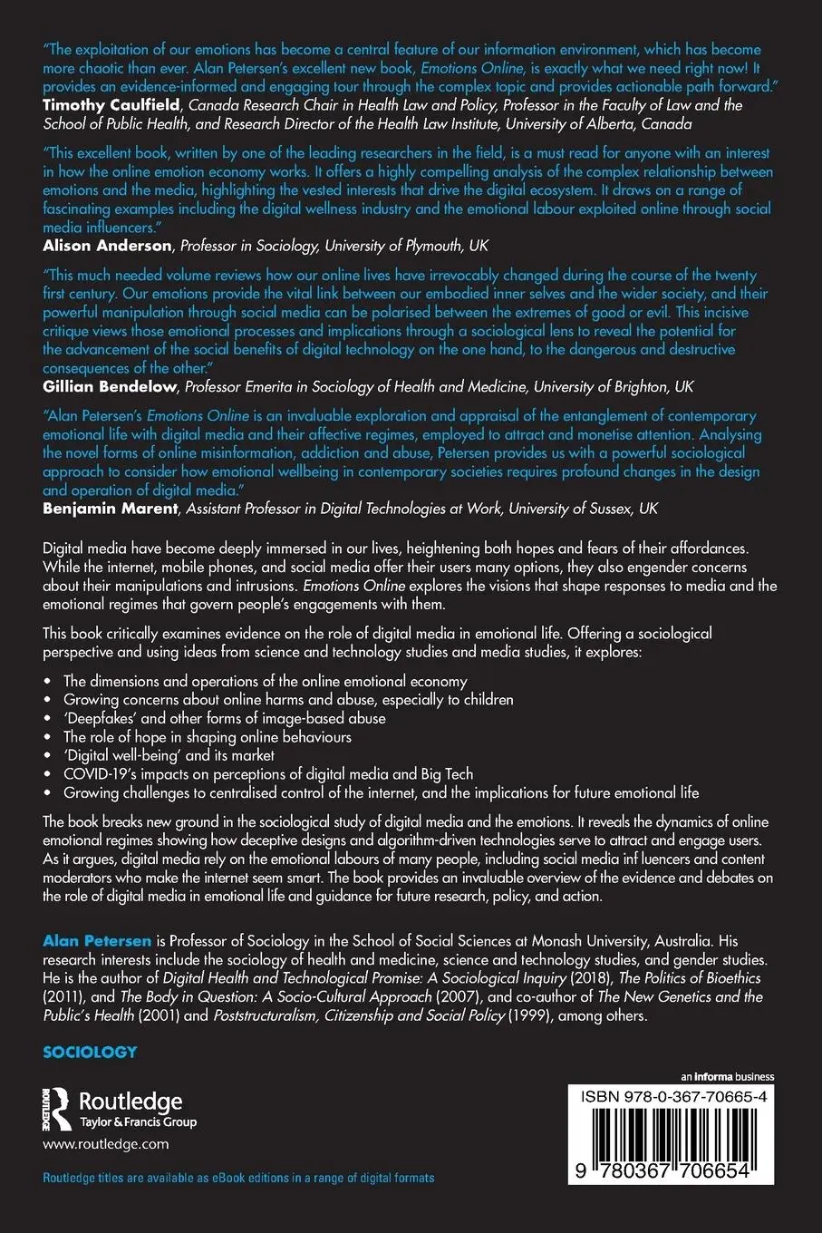 Rückseite: 9780367706654 | Emotions Online | Feelings and Affordances of Digital Media | Petersen