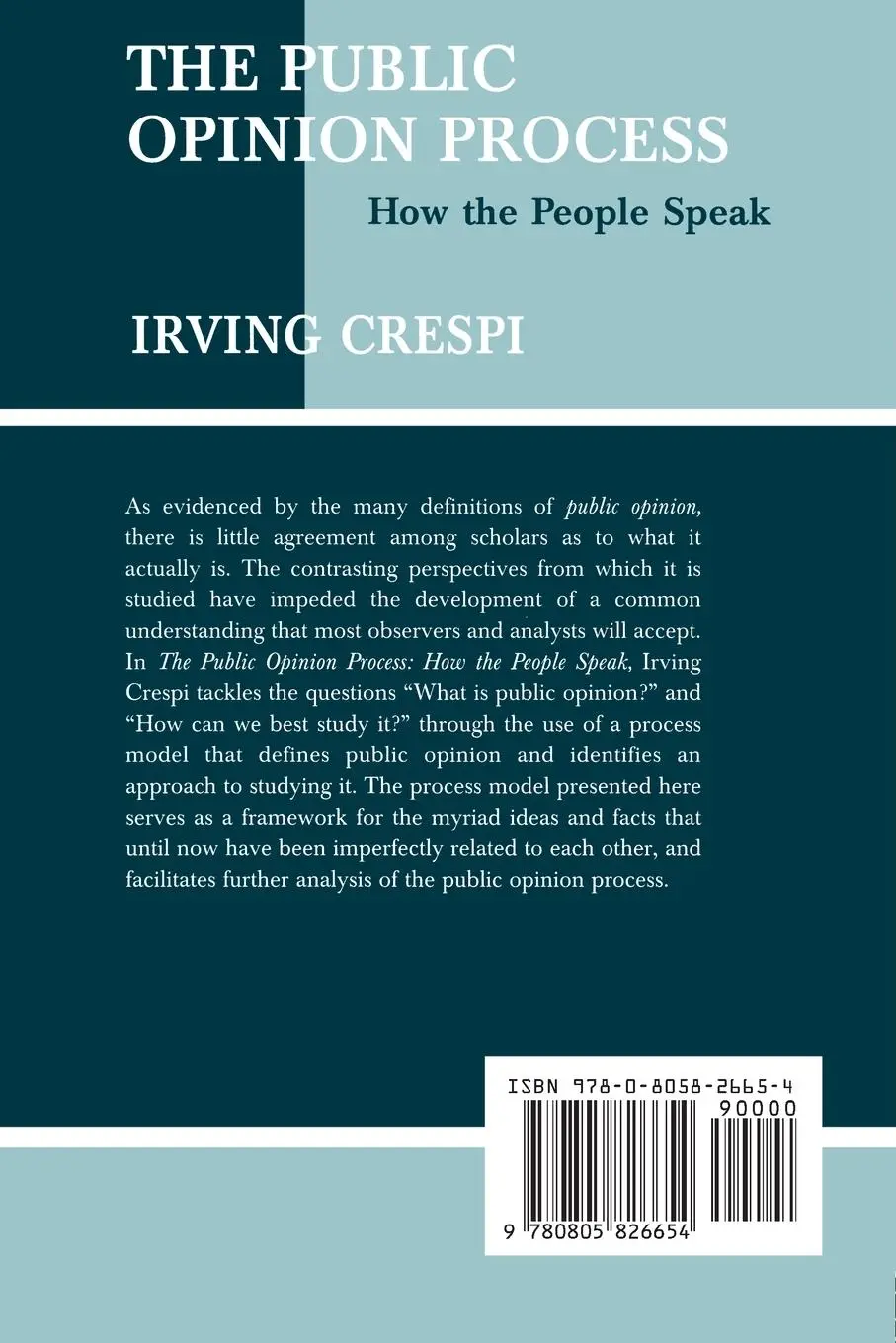Rückseite: 9780805826654 | The Public Opinion Process | How the People Speak | Irving Crespi