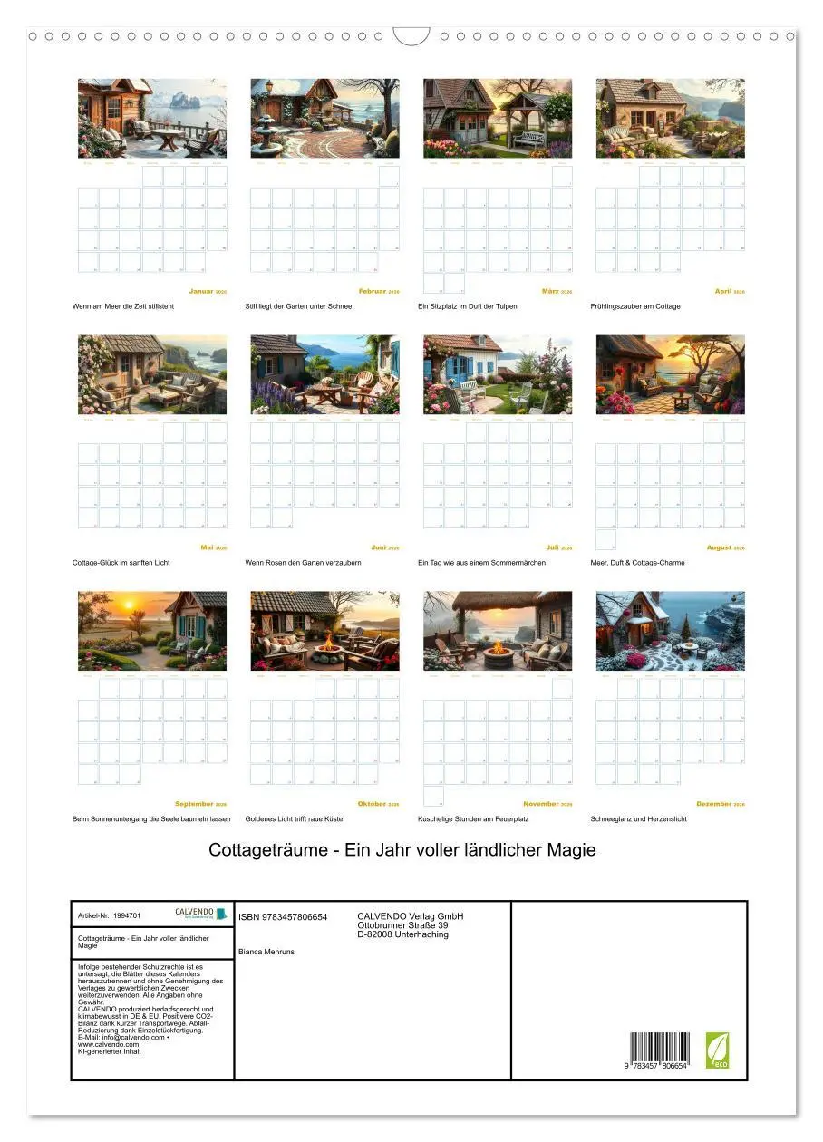 Bild: 9783457806654 | Cottageträume - Ein Jahr voller ländlicher Magie (Wandkalender 2026...
