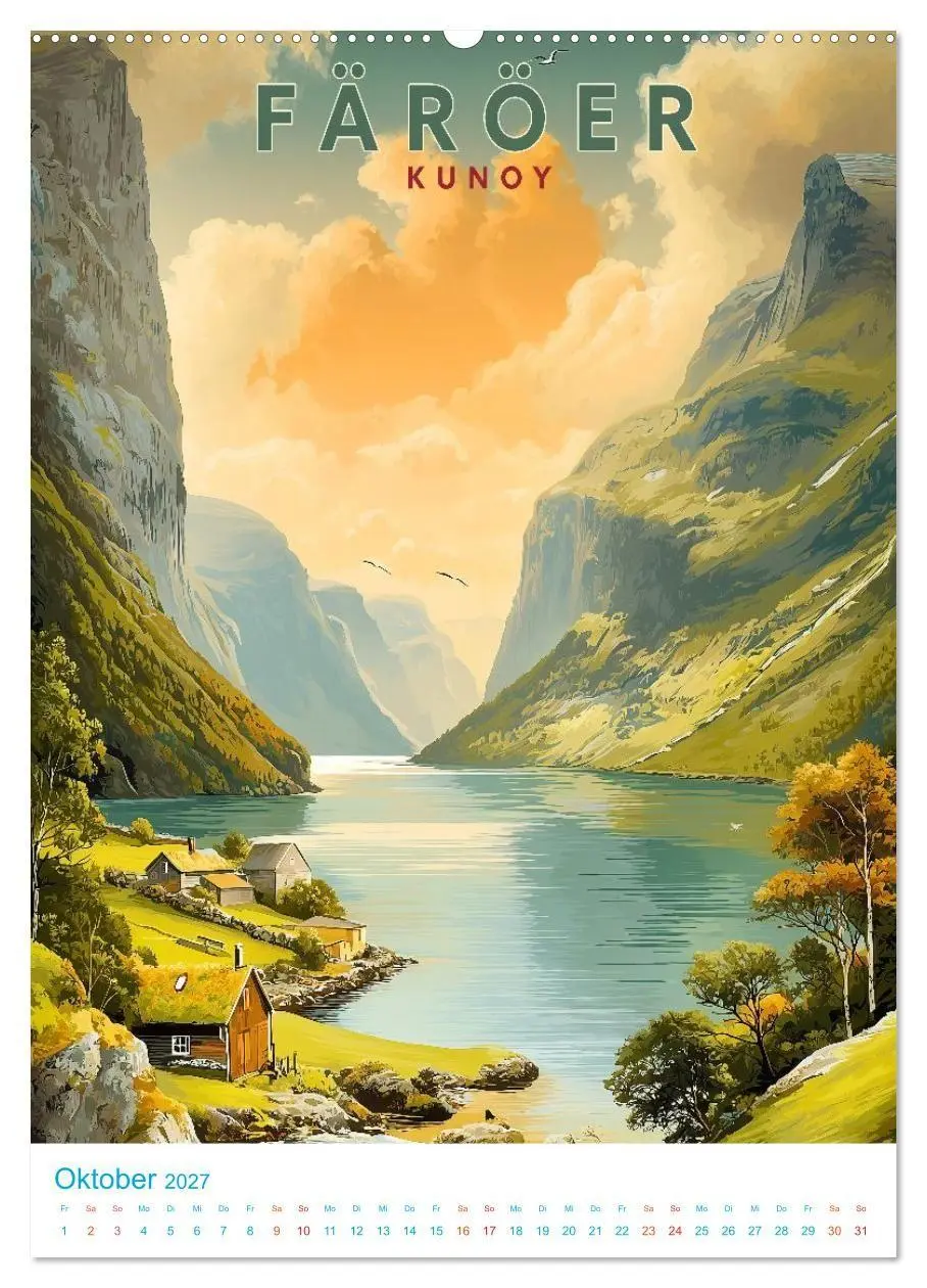 Bild: 9783516826654 | Färöer Inseln - Old School Poster Style (Wandkalender 2027 DIN A2...