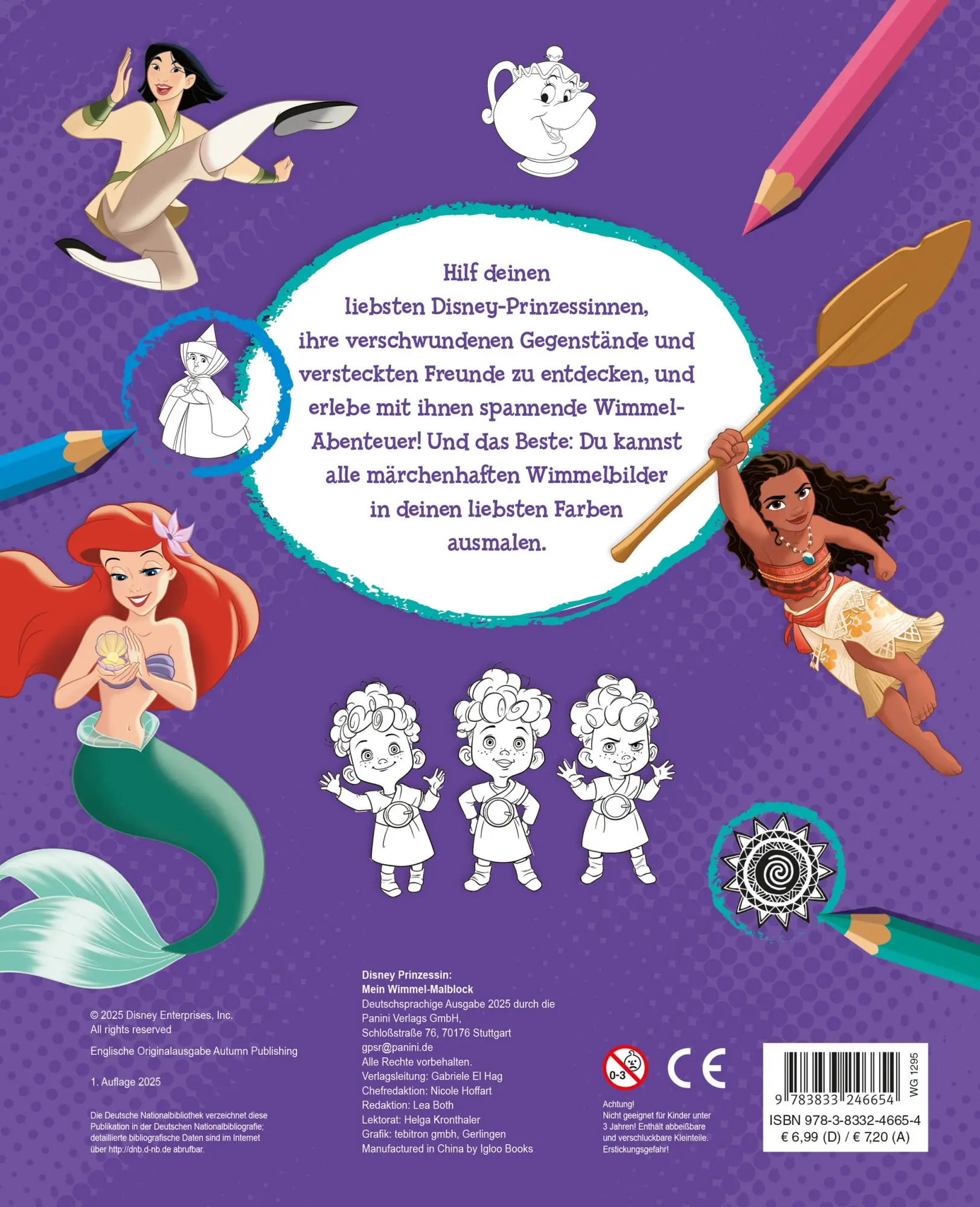 Rückseite: 9783833246654 | Disney Prinzessin: Mein Wimmel-Malblock | Malblock mit Perforation