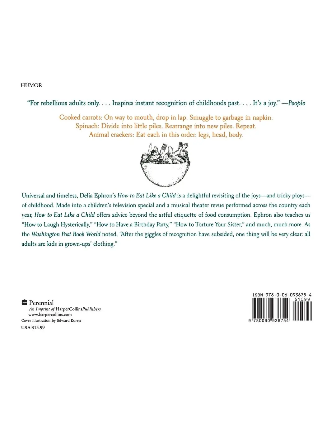 Rückseite: 9780060936754 | How to Eat Like a Child | And Other Lessons in Not Being a Grown-Up