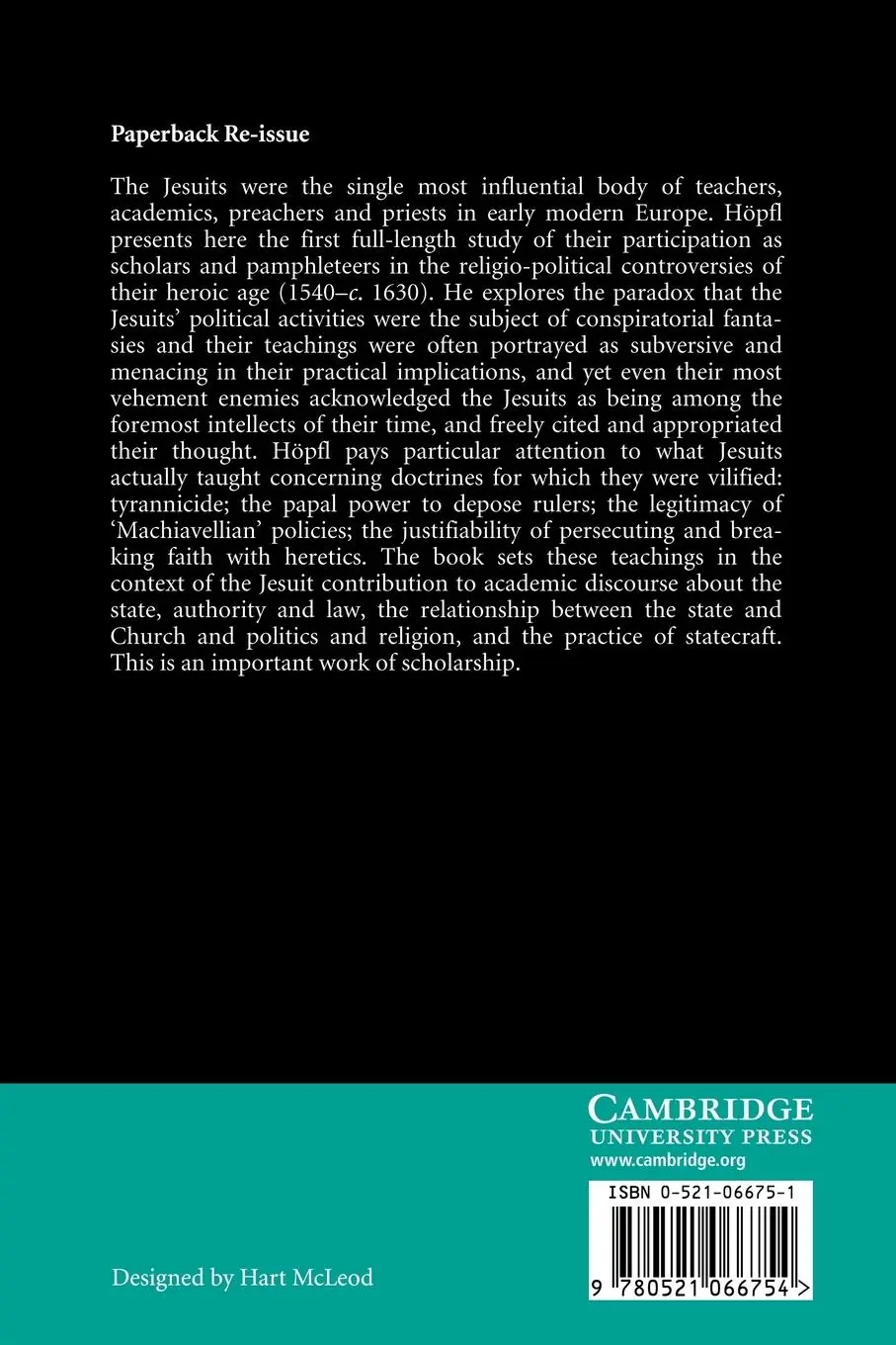 Rückseite: 9780521066754 | Jesuit Political Thought | Harro Hopfl (u. a.) | Taschenbuch | 2008