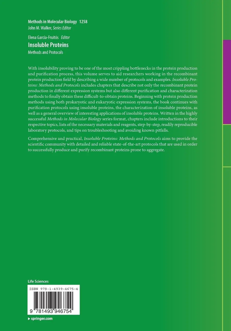 Rückseite: 9781493946754 | Insoluble Proteins | Methods and Protocols | Elena García-Fruitós