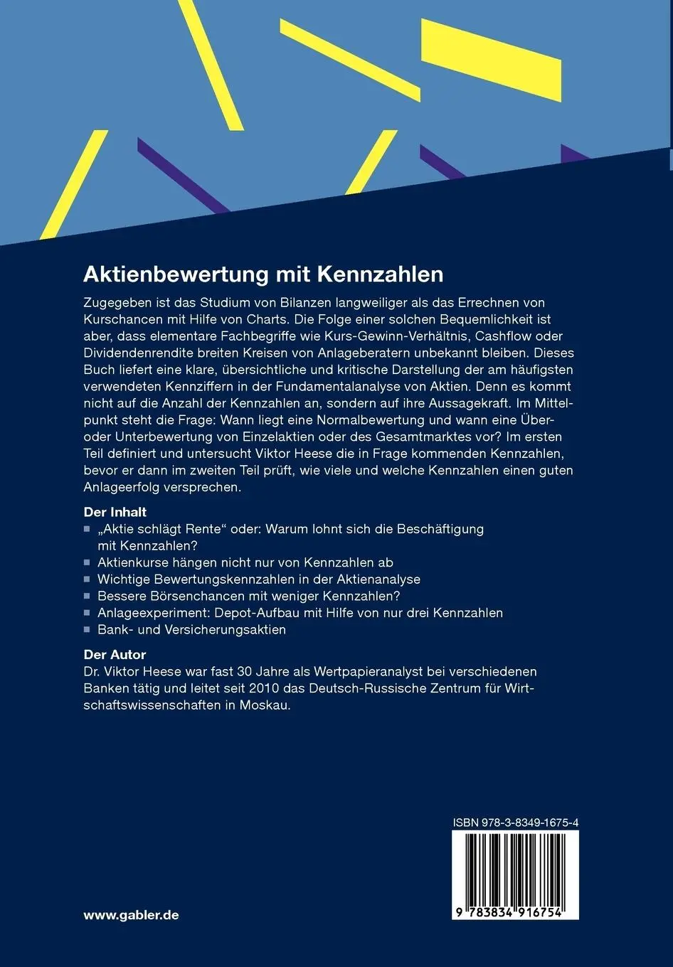 Rückseite: 9783834916754 | Aktienbewertung mit Kennzahlen | Viktor Heese | Taschenbuch | 220 S.