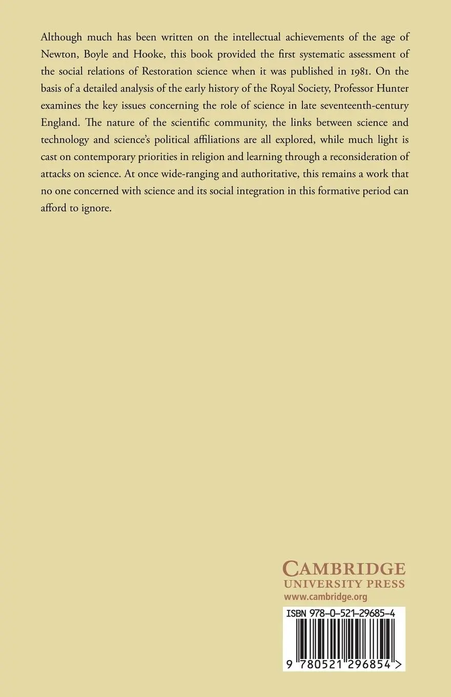 Rückseite: 9780521296854 | Science and Society in Restoration England | Michael Hunter | Buch