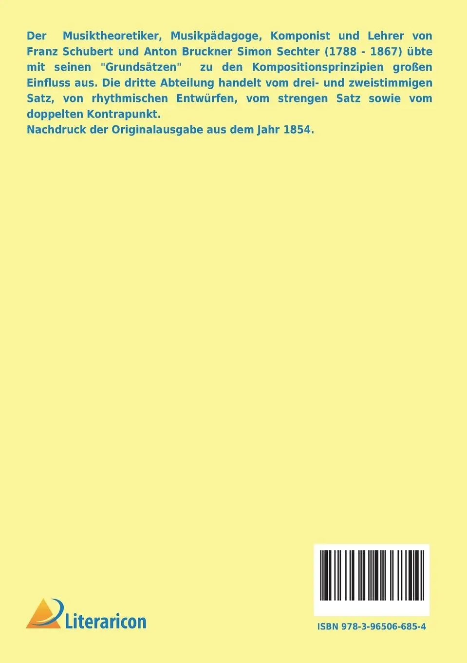 Rückseite: 9783965066854 | Die Grundsätze der musikalischen Komposition | 3. Abteilung | Sechter