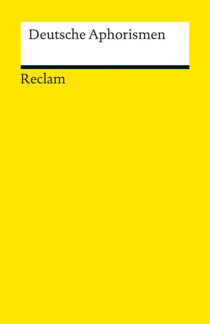 Cover: 9783150186954 | Deutsche Aphorismen | Friedemann Spicker | Taschenbuch | 384 S. | 2012
