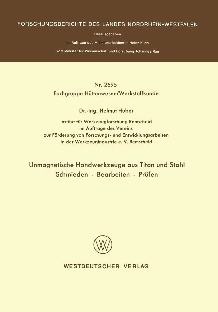 Cover: 9783531026954 | Unmagnetische Handwerkzeuge aus Titan und Stahl Schmieden -...
