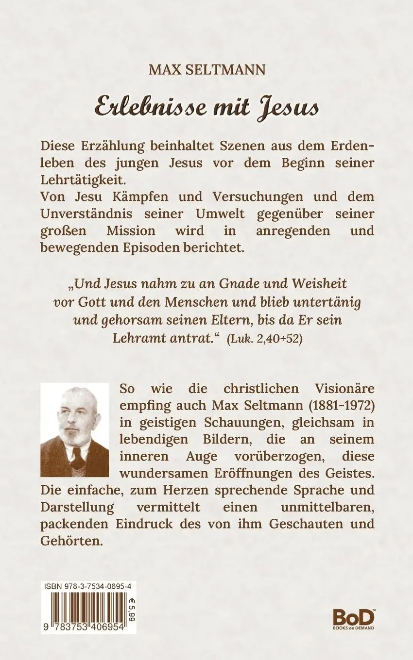 Rückseite: 9783753406954 | Erlebnisse mit Jesus | Max Seltmann | Taschenbuch | Paperback | 94 S.