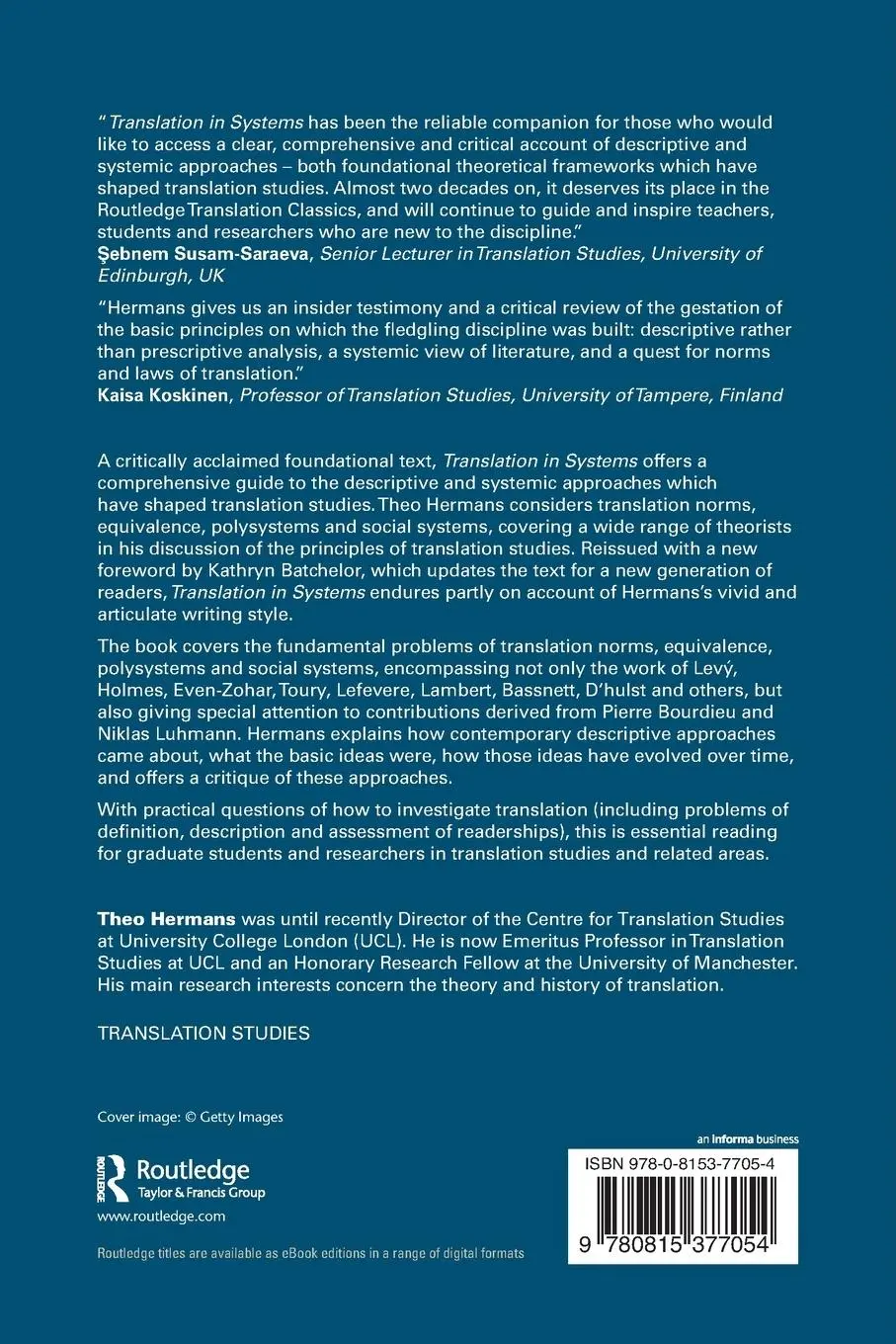 Rückseite: 9780815377054 | Translation in Systems | Descriptive and Systemic Approaches Explained