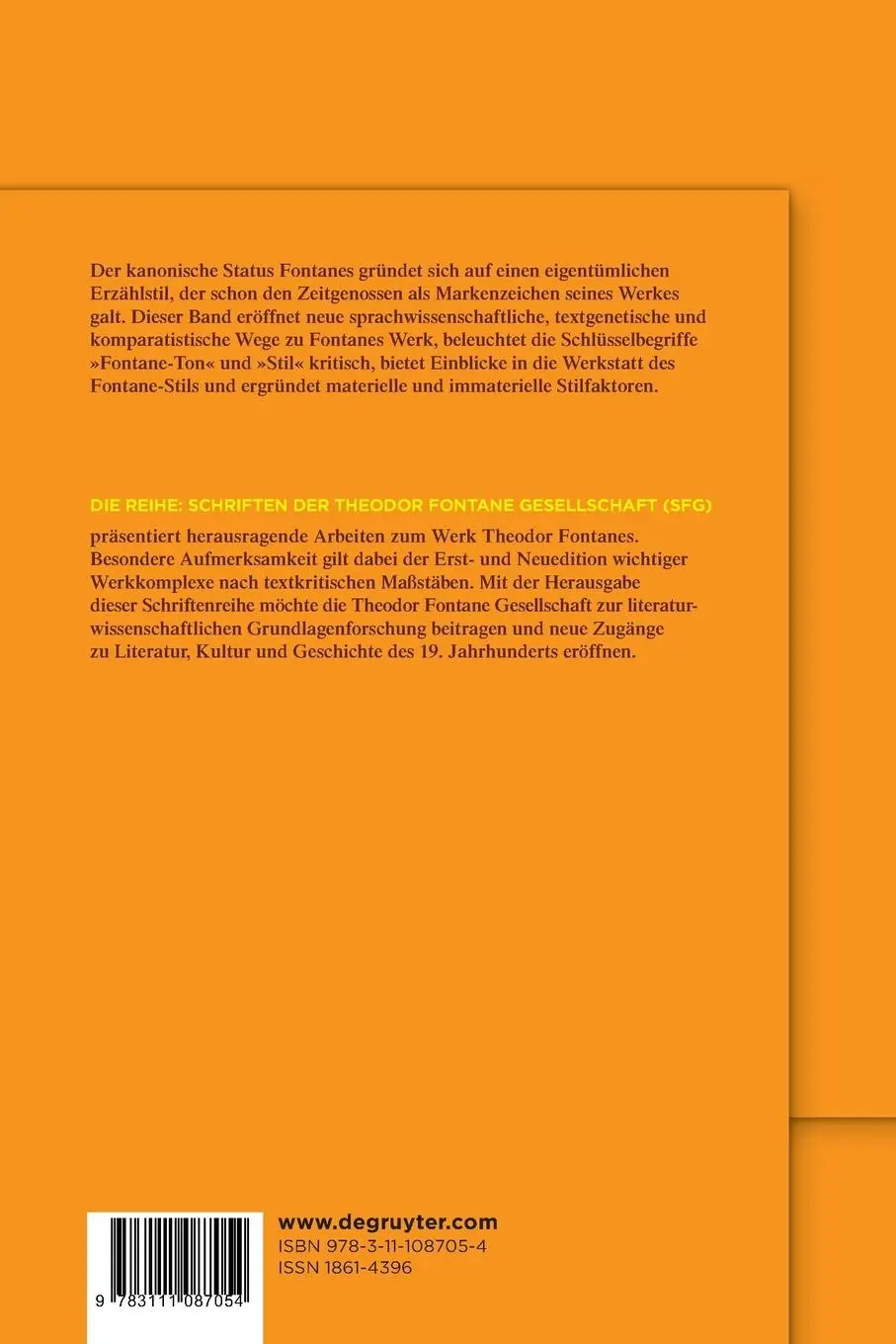 Rückseite: 9783111087054 | Der Fontane-Ton | Stil im Werk Theodor Fontanes | White (u. a.) | Buch