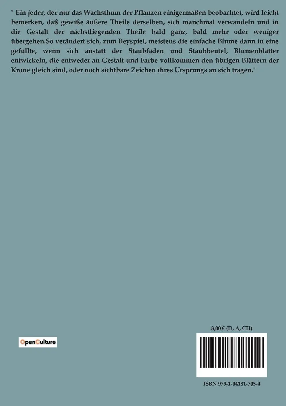 Rückseite: 9791041817054 | Der Versuch die Metamorphose der Pflanzen zu erklären | Goethe | Buch