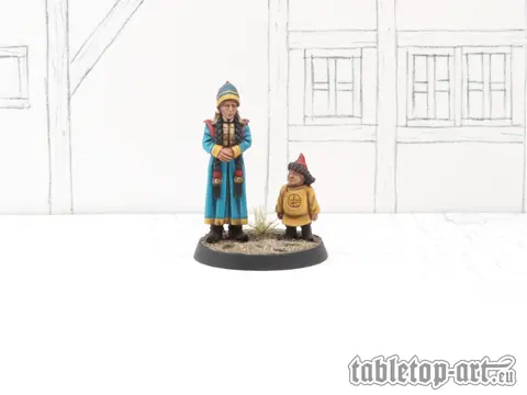 Cover: 704270727154 | Townsfolk Miniatures - Mongolian Wife and Child (2) | Tabletop-Art