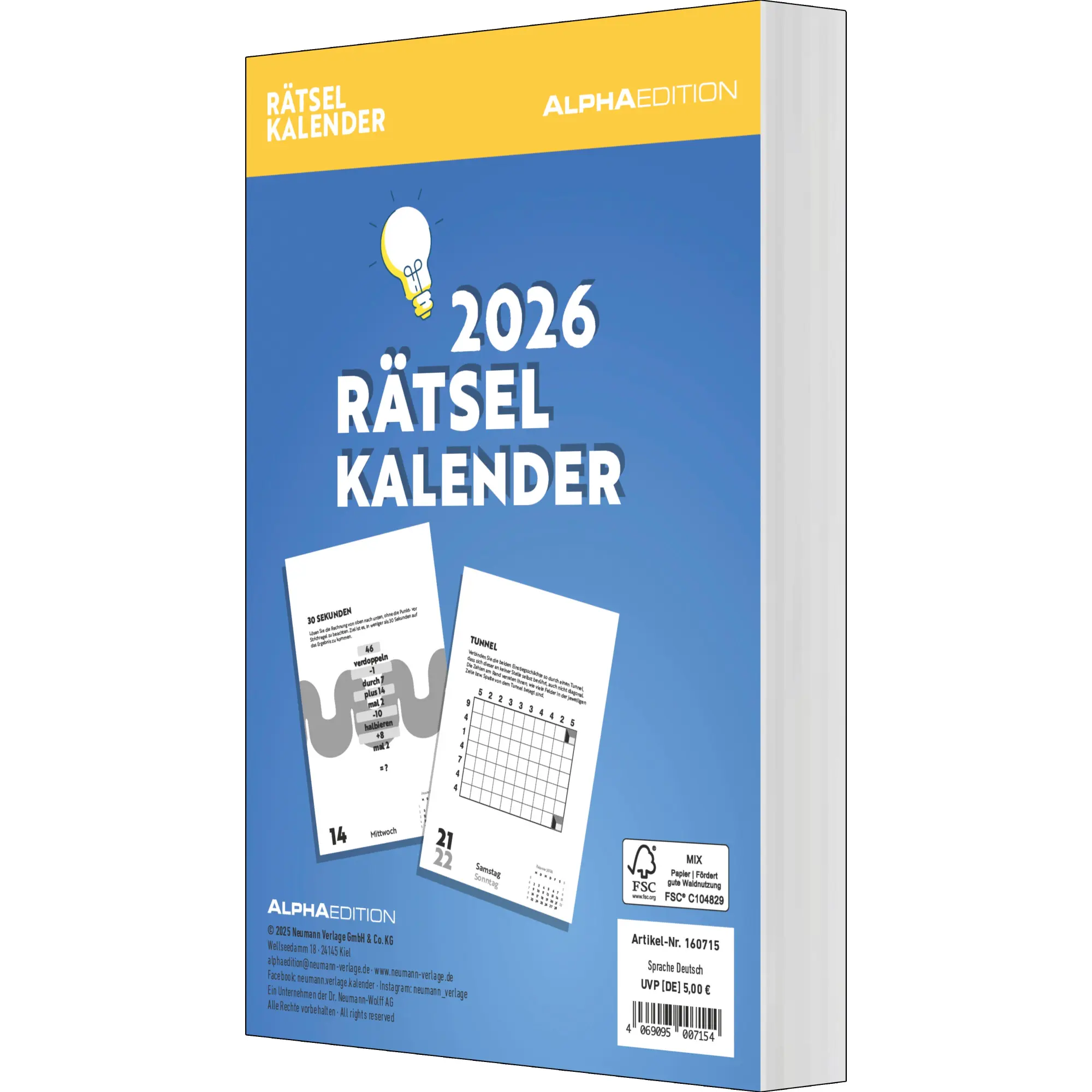 Rückseite: 4069095007154 | Rätselkalender 2026 Tagesabreißkalender - 11,8x15,9 -...