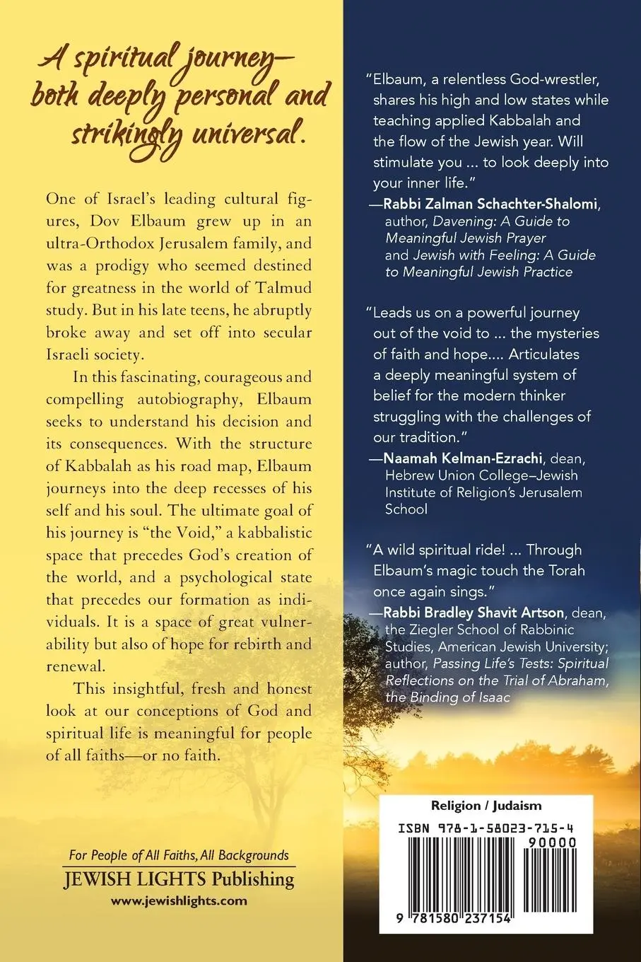 Rückseite: 9781580237154 | Into the Fullness of the Void | A Spiritual Autobiography | Dov Elbaum
