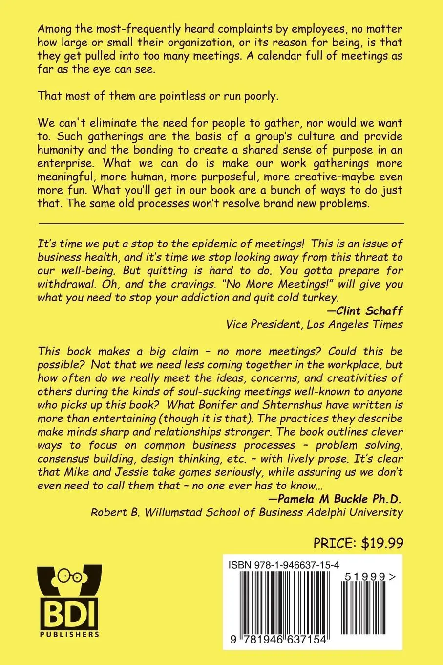 Rückseite: 9781946637154 | No More Meetings! | Mike Bonifer (u. a.) | Taschenbuch | Englisch