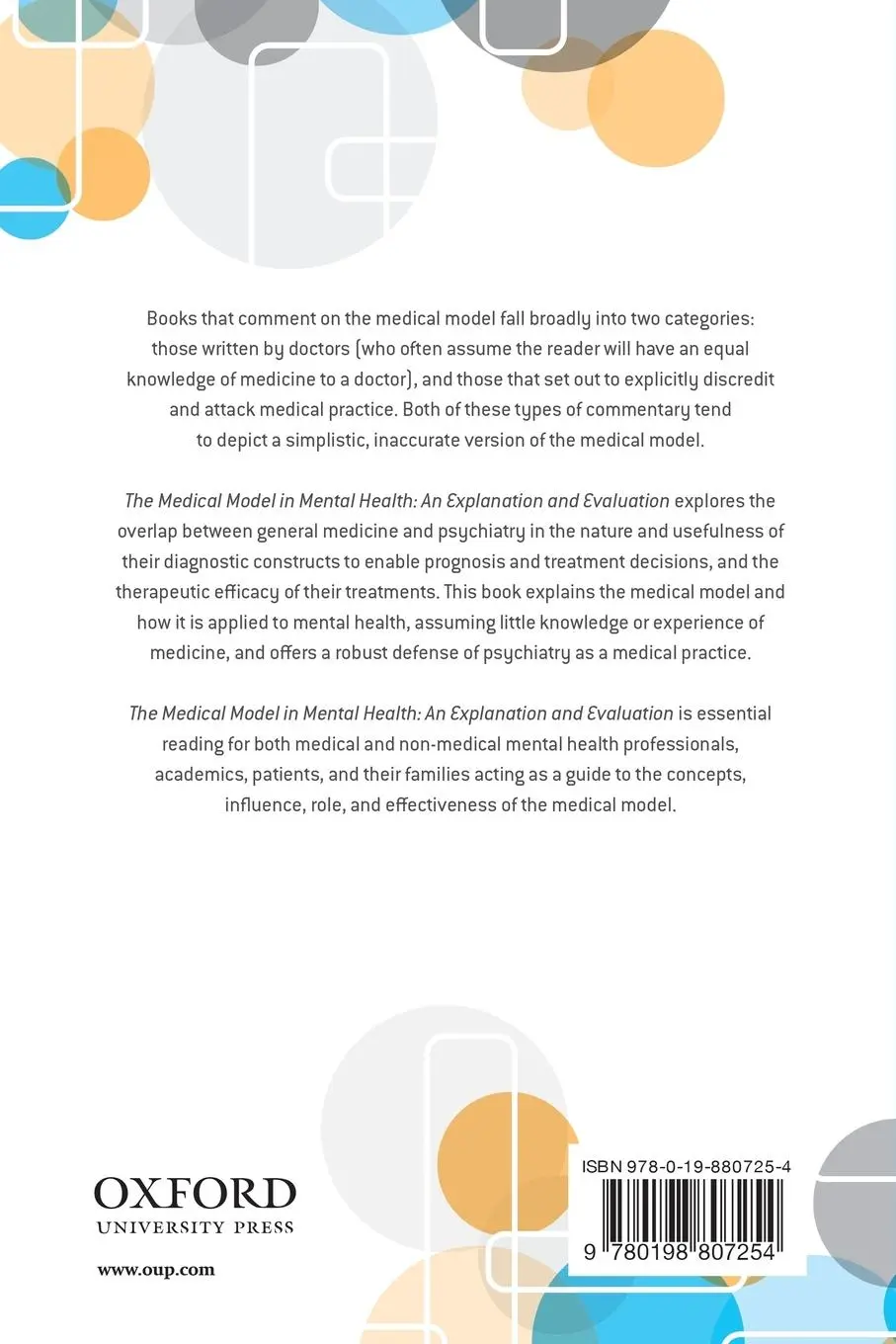 Rückseite: 9780198807254 | Medical Model in Mental Health | An Explanation and Evaluation | Huda