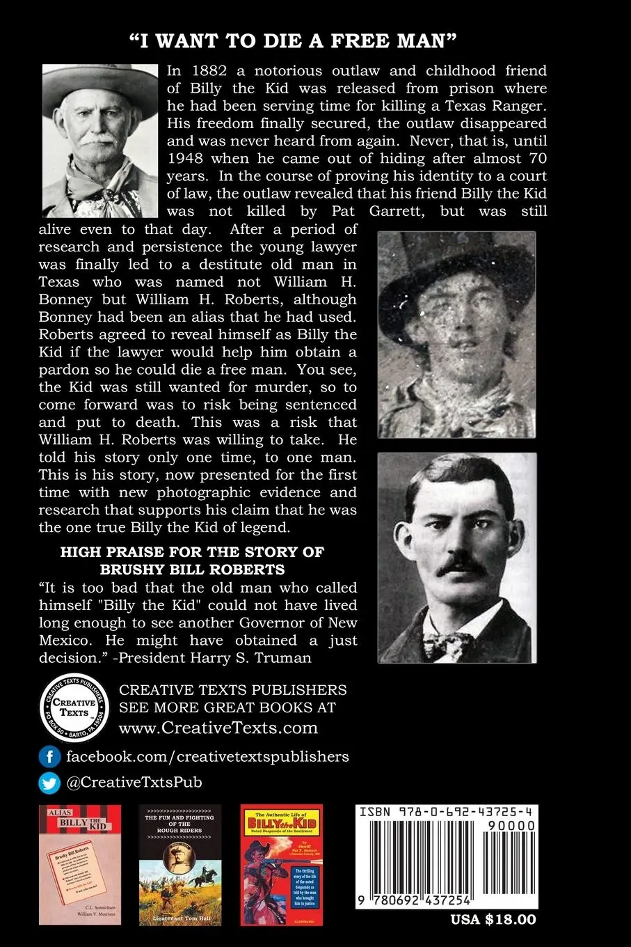 Rückseite: 9780692437254 | Billy the Kid | An Autobiography | Daniel A. Edwards | Taschenbuch