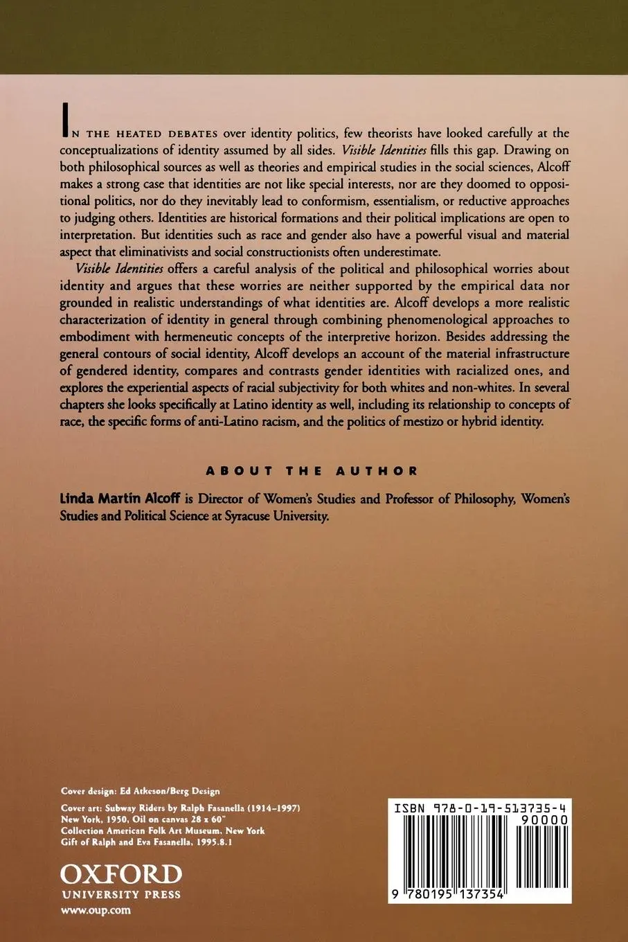 Rückseite: 9780195137354 | Visible Identities | Linda Alcoff | Taschenbuch | Englisch | 2005