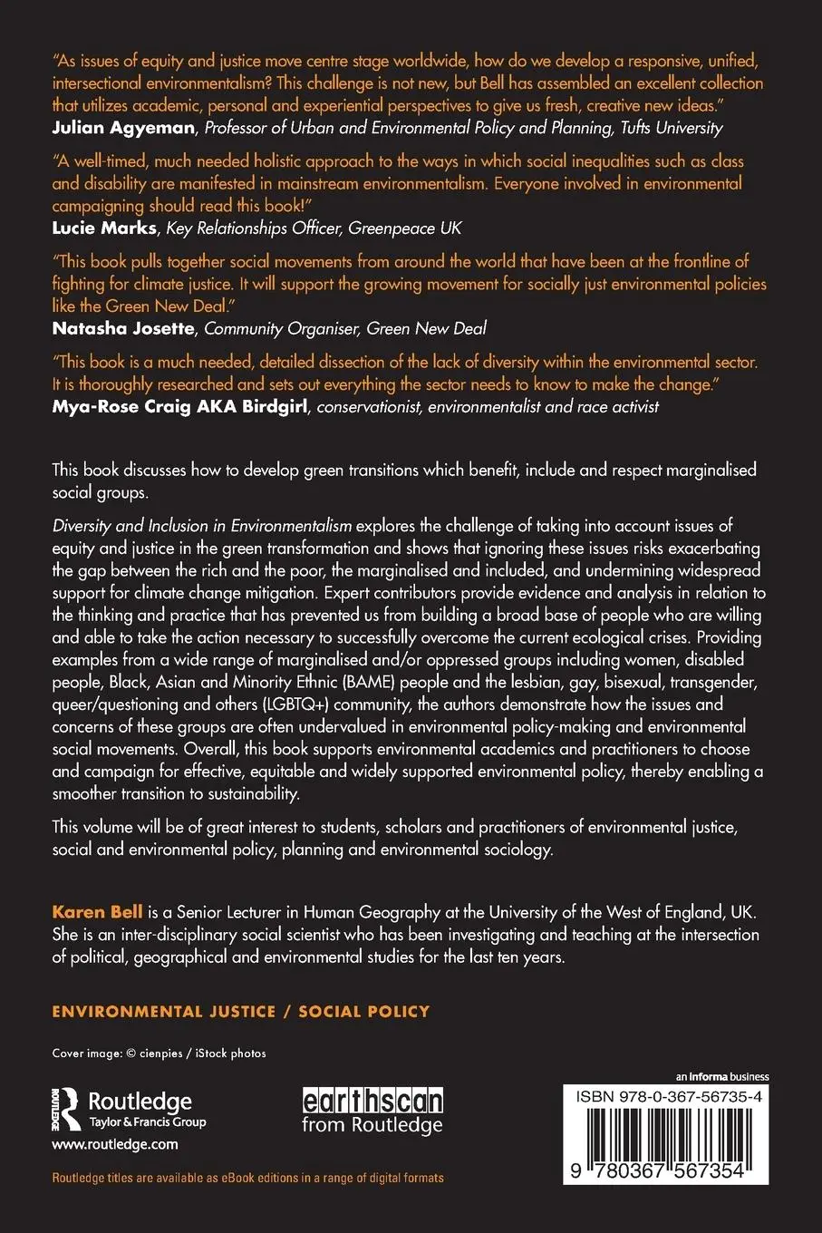 Rückseite: 9780367567354 | Diversity and Inclusion in Environmentalism | Karen Bell | Taschenbuch