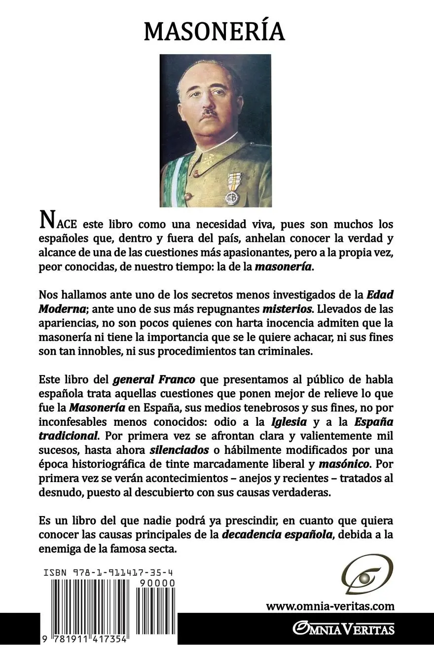 Rückseite: 9781911417354 | Masonería | Francisco Franco | Taschenbuch | Spanisch | 2016