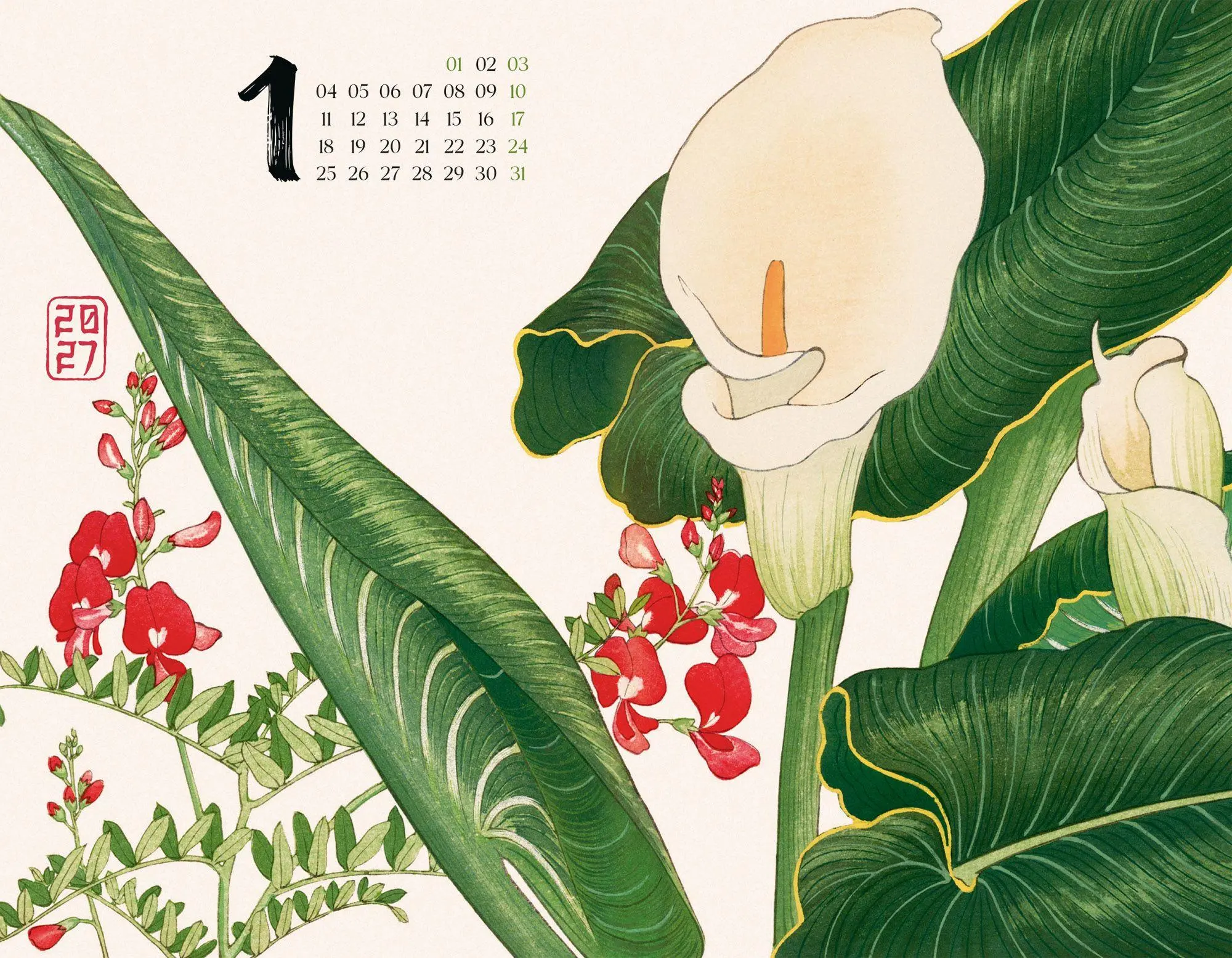 Bild: 9783838437354 | Flowers Kalender 2027 Japanische Holzschnitte von Tanigami Konan