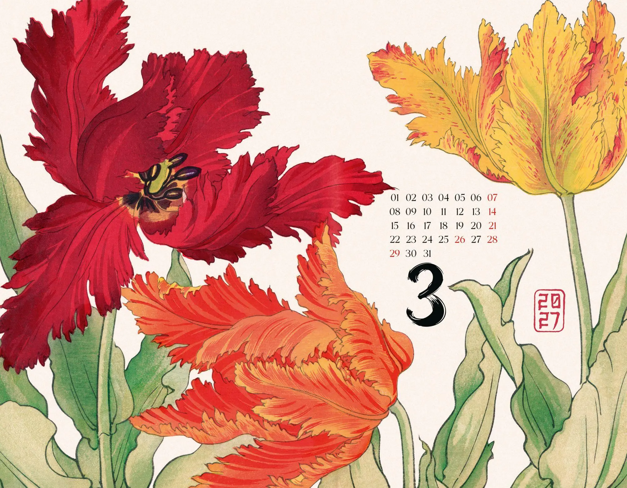 Bild: 9783838437354 | Flowers Kalender 2027 Japanische Holzschnitte von Tanigami Konan
