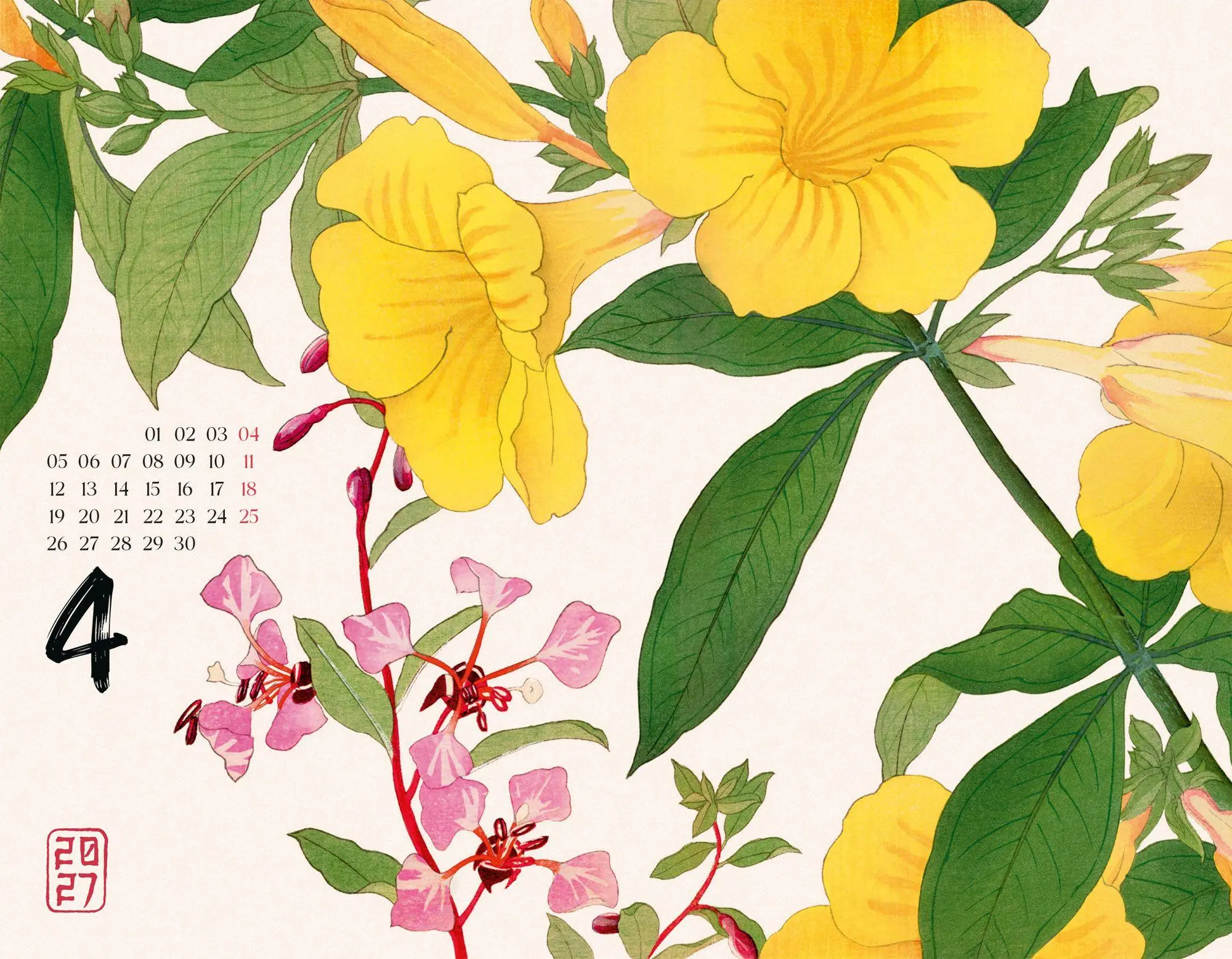 Bild: 9783838437354 | Flowers Kalender 2027 Japanische Holzschnitte von Tanigami Konan