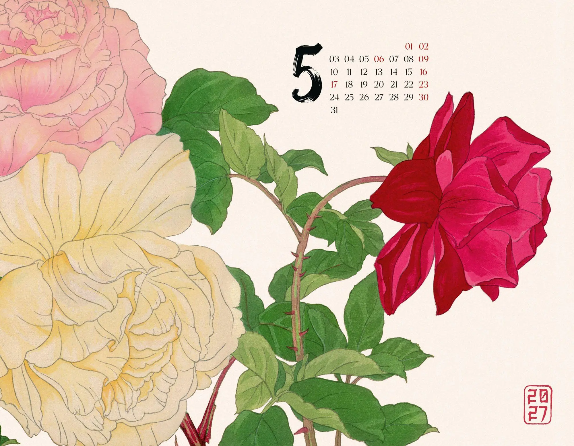 Bild: 9783838437354 | Flowers Kalender 2027 Japanische Holzschnitte von Tanigami Konan