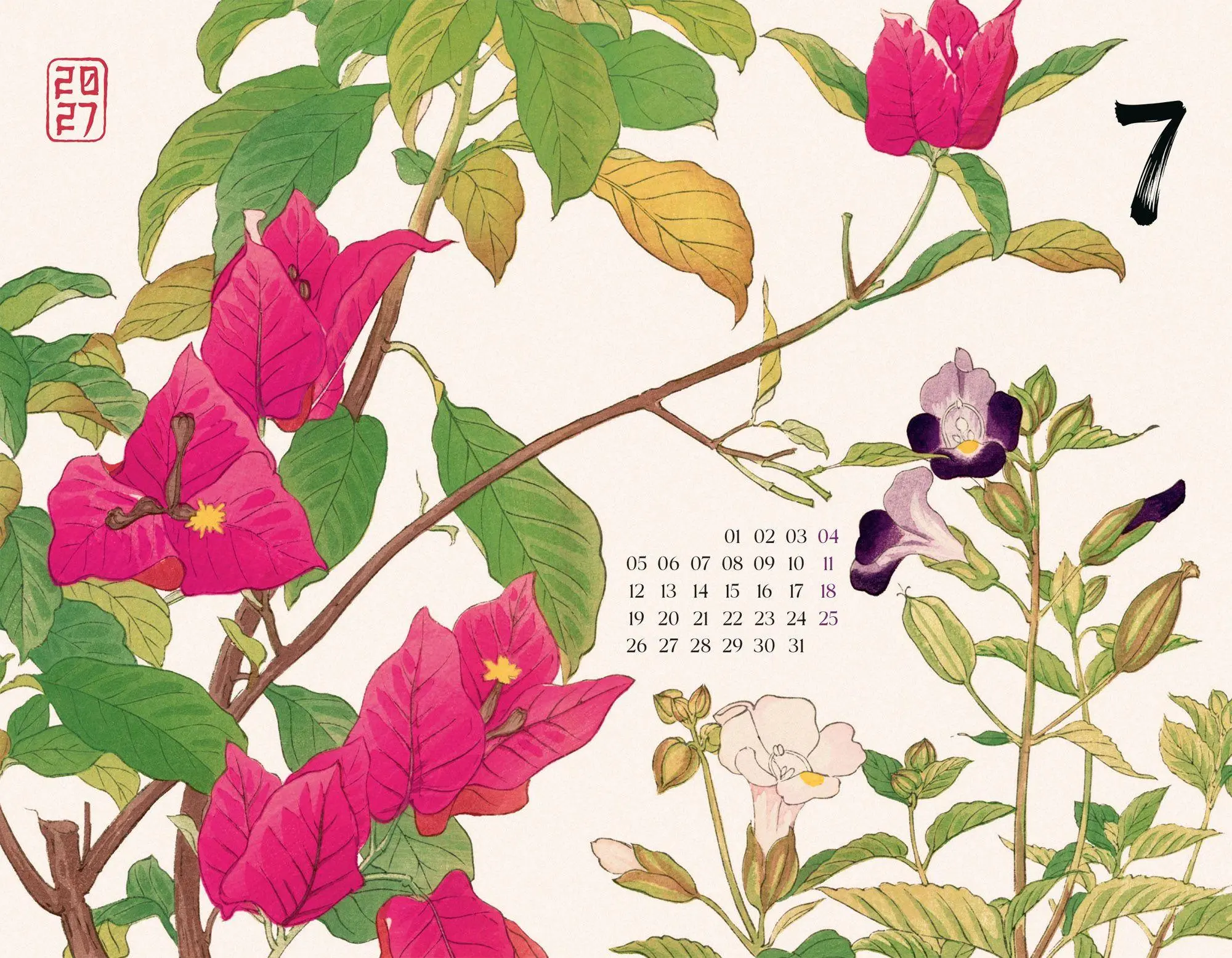 Bild: 9783838437354 | Flowers Kalender 2027 Japanische Holzschnitte von Tanigami Konan