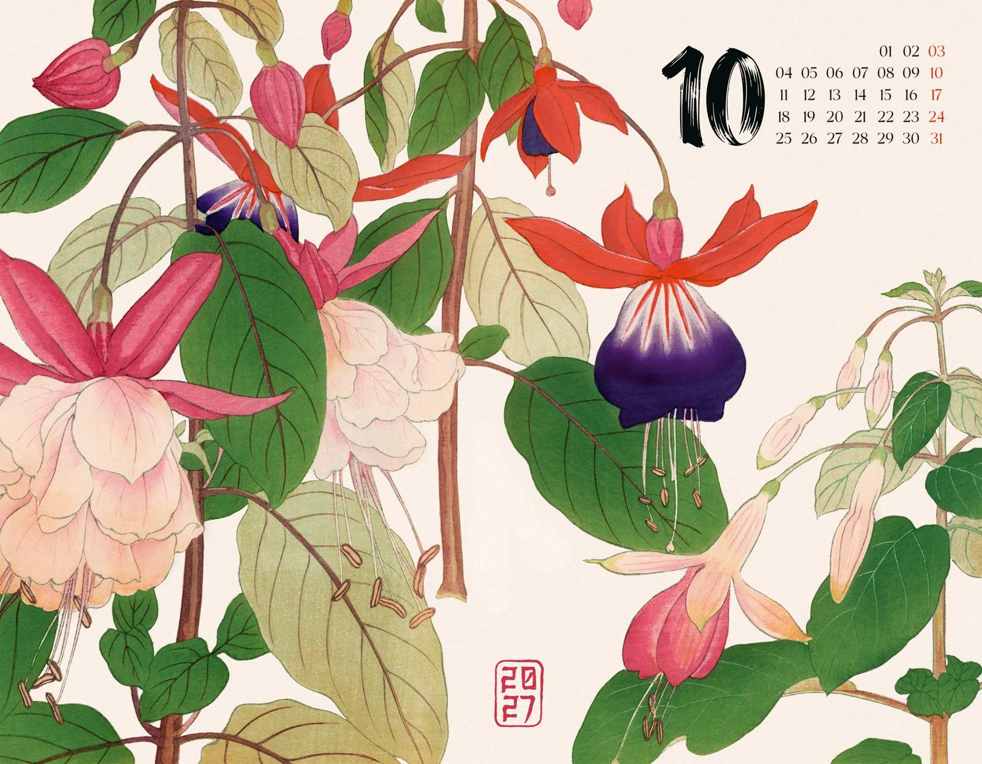 Bild: 9783838437354 | Flowers Kalender 2027 Japanische Holzschnitte von Tanigami Konan