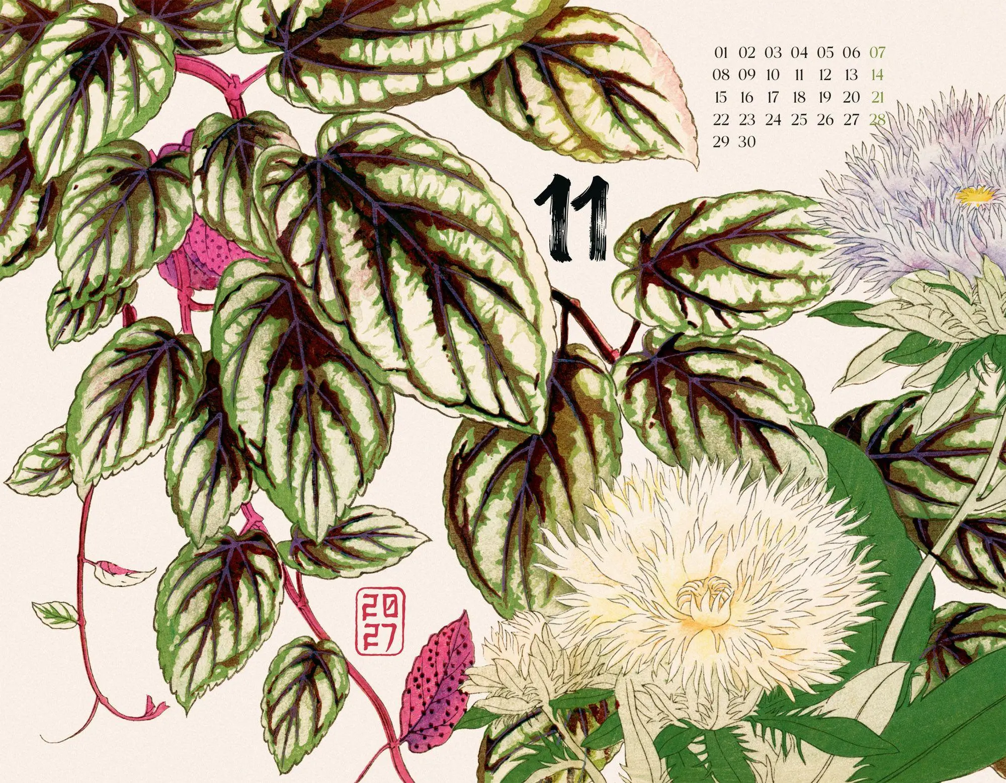 Bild: 9783838437354 | Flowers Kalender 2027 Japanische Holzschnitte von Tanigami Konan