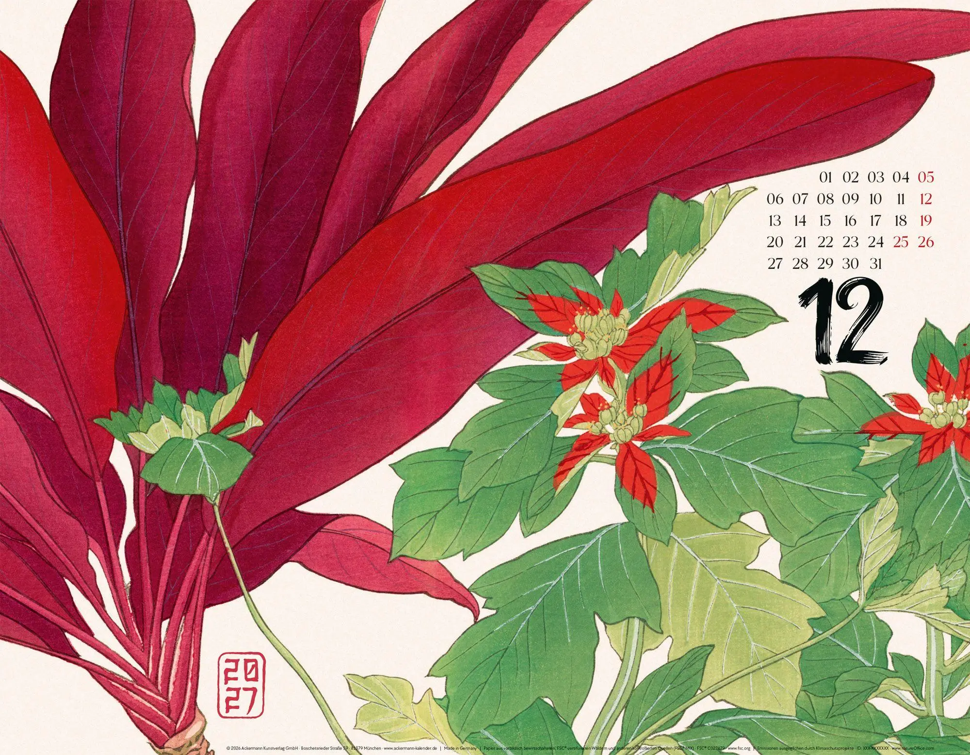 Bild: 9783838437354 | Flowers Kalender 2027 Japanische Holzschnitte von Tanigami Konan