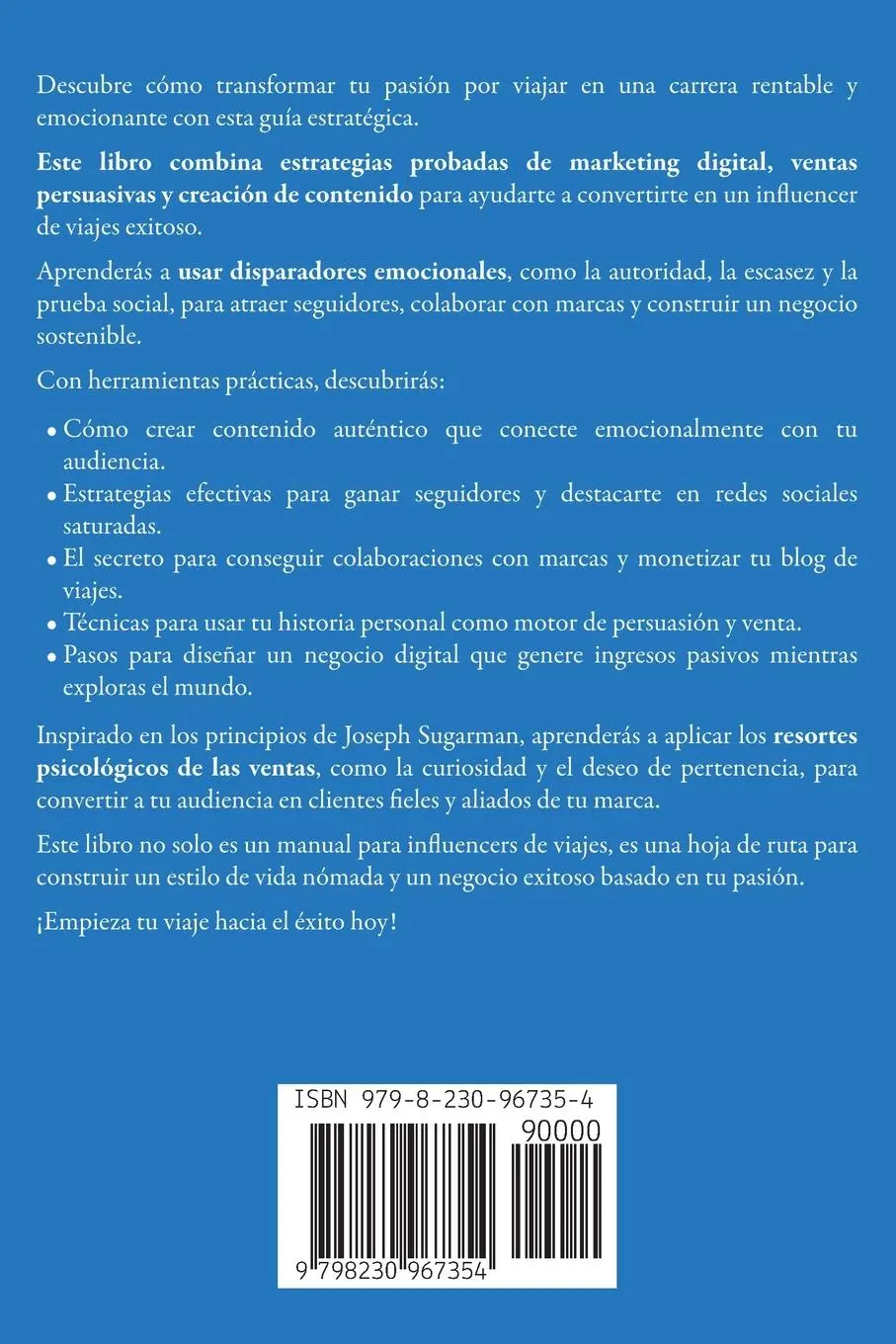 Rückseite: 9798230967354 | Influencer de viajes | Editorial Mentalidad Abundante | Taschenbuch
