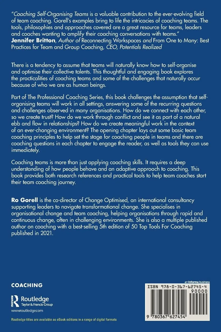 Rückseite: 9780367627454 | Coaching Self-Organising Teams | Helping Teams Flourish | Ro Gorell