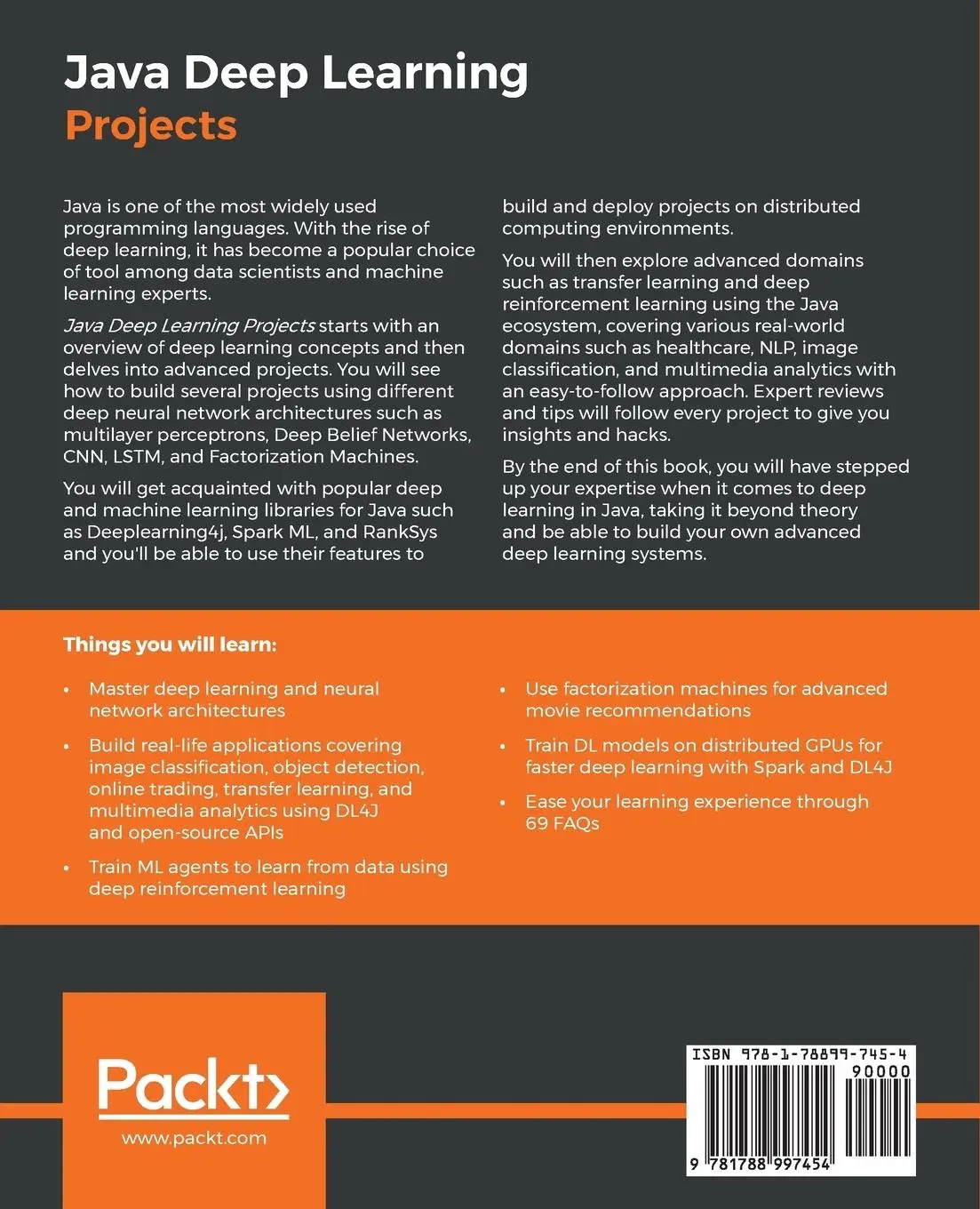 Rückseite: 9781788997454 | Java Deep Learning Projects | Md. Rezaul Karim | Taschenbuch | 2018
