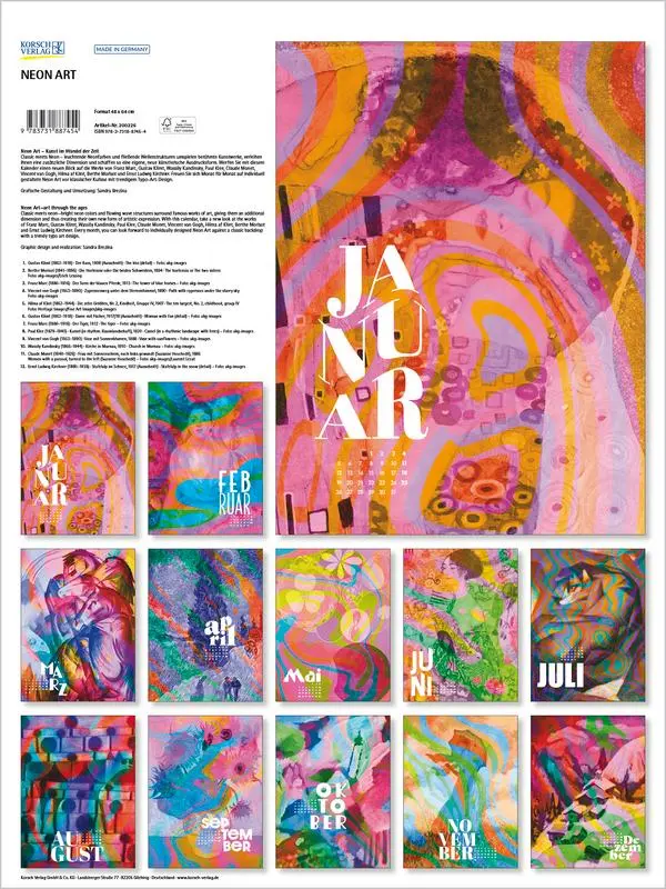 Bild: 9783731887454 | Neon Art 2026 | Verlag Korsch | Kalender | Spiralbindung | 14 S.