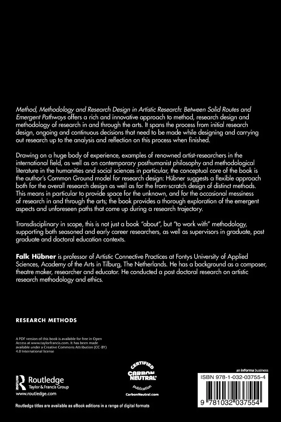 Rückseite: 9781032037554 | Method, Methodology and Research Design in Artistic Research | Hübner