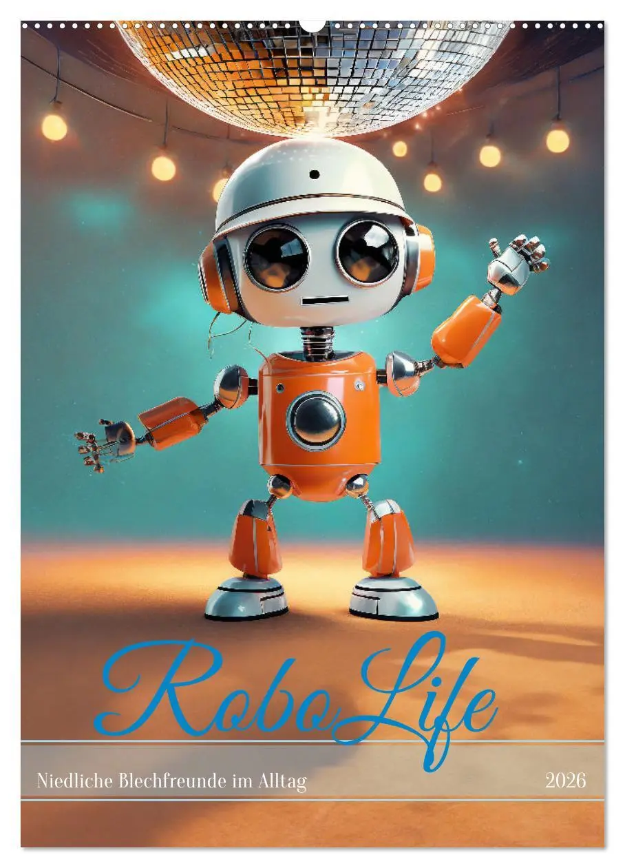 Cover: 9783516287554 | RoboLife - Niedliche Blechfreunde im Alltag (Wandkalender 2026 DIN...