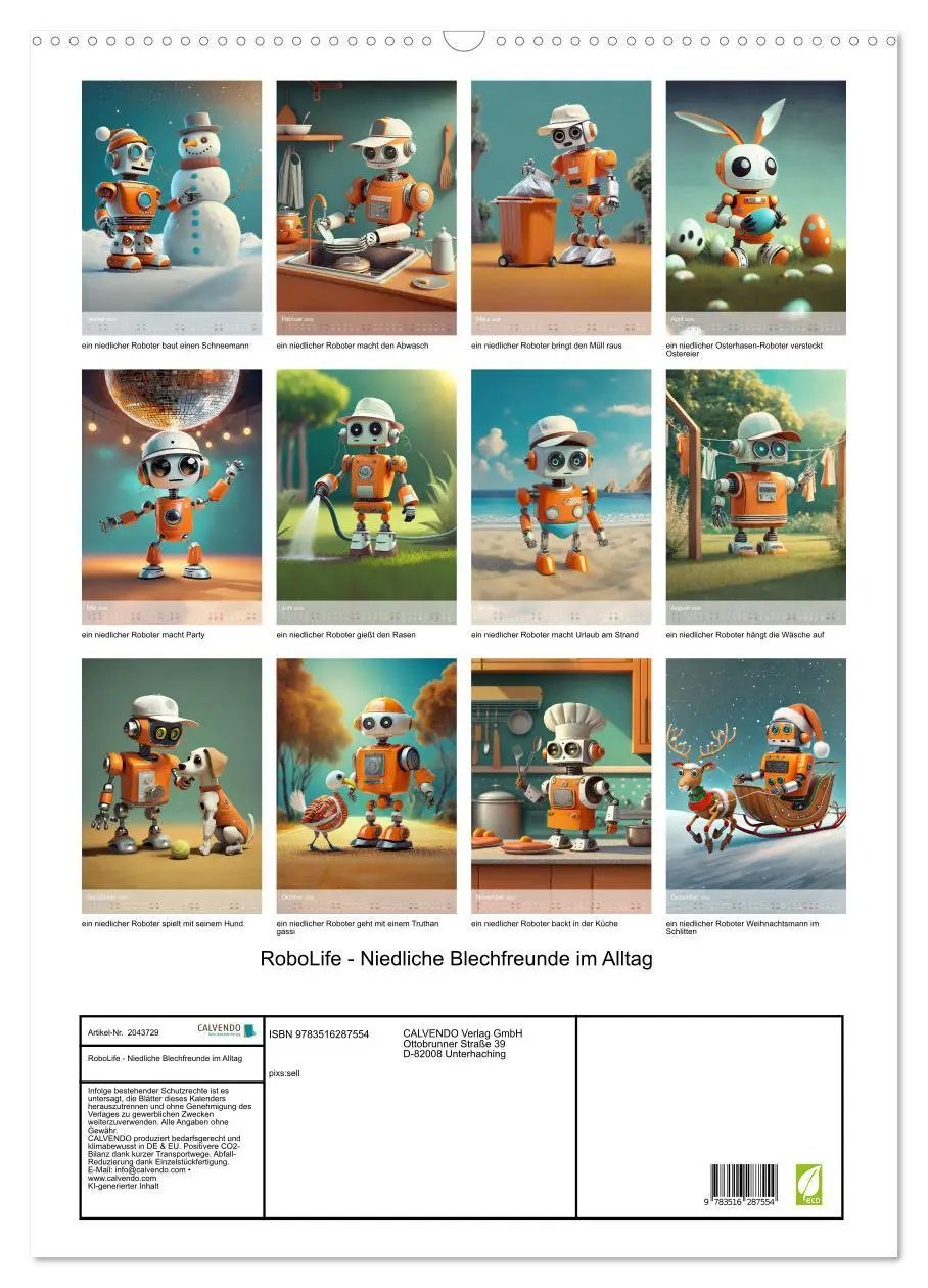 Bild: 9783516287554 | RoboLife - Niedliche Blechfreunde im Alltag (Wandkalender 2026 DIN...