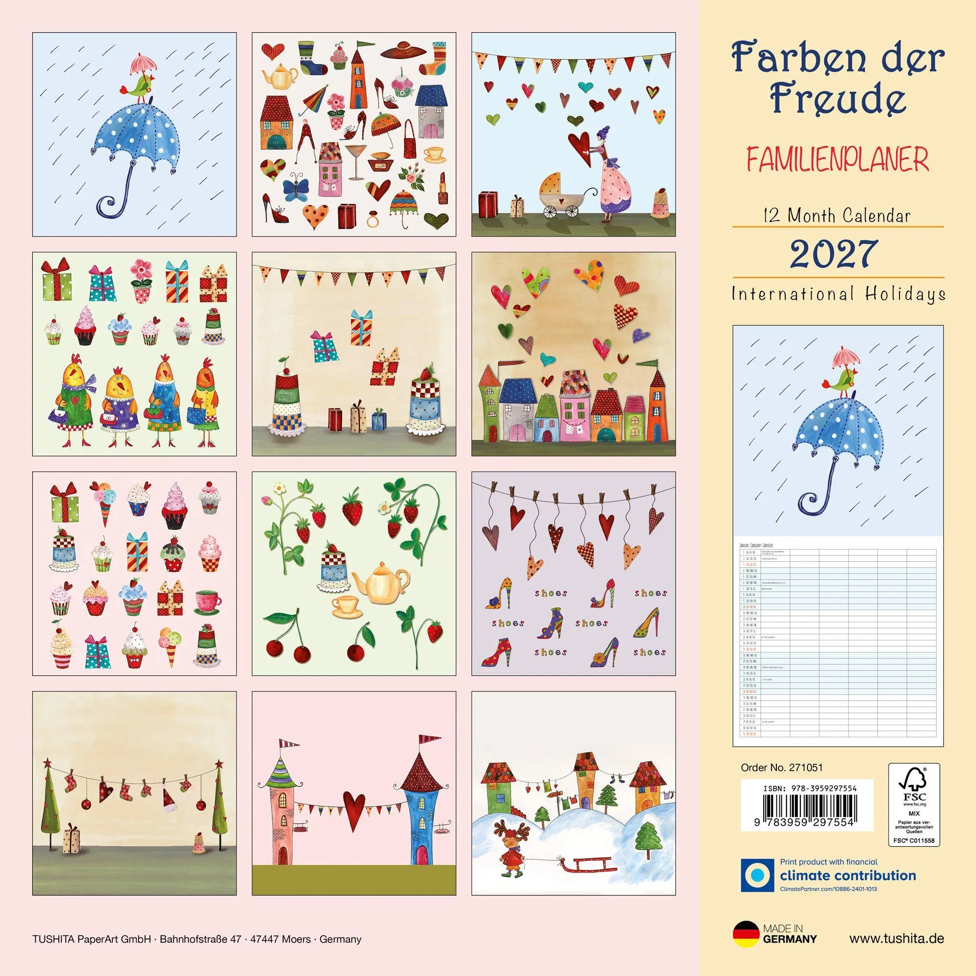 Rückseite: 9783959297554 | Farben der Freude / Colours of Joy - Familienplaner 2027 | Kalender