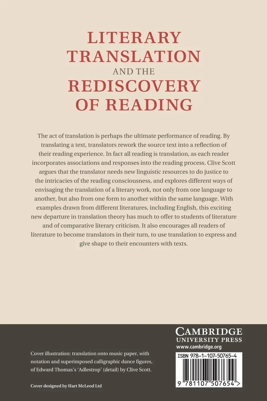 Rückseite: 9781107507654 | Literary Translation and the Rediscovery of Reading | Clive Scott