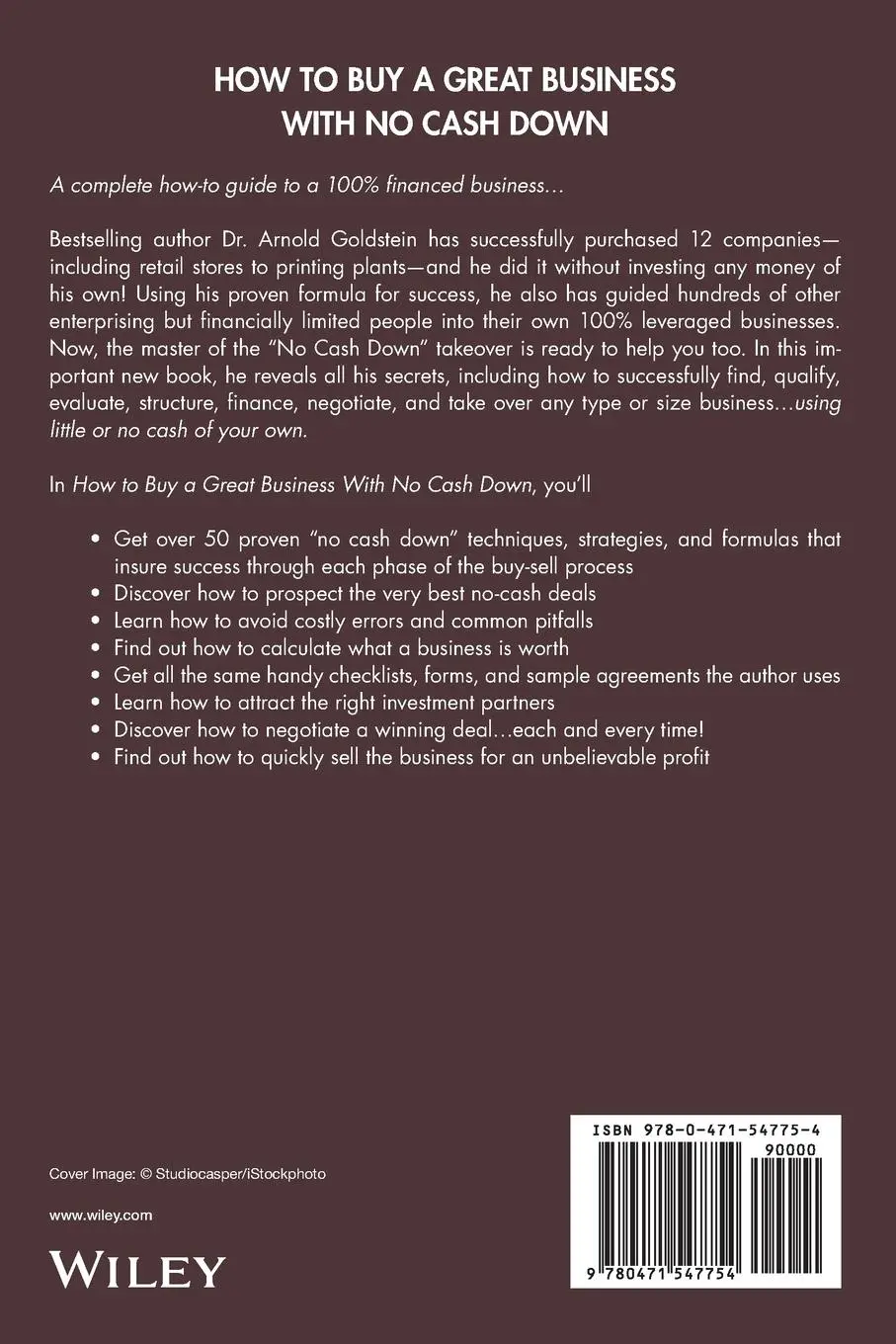 Rückseite: 9780471547754 | How to Buy a Great Business with No Cash Down | Arnold S Goldstein
